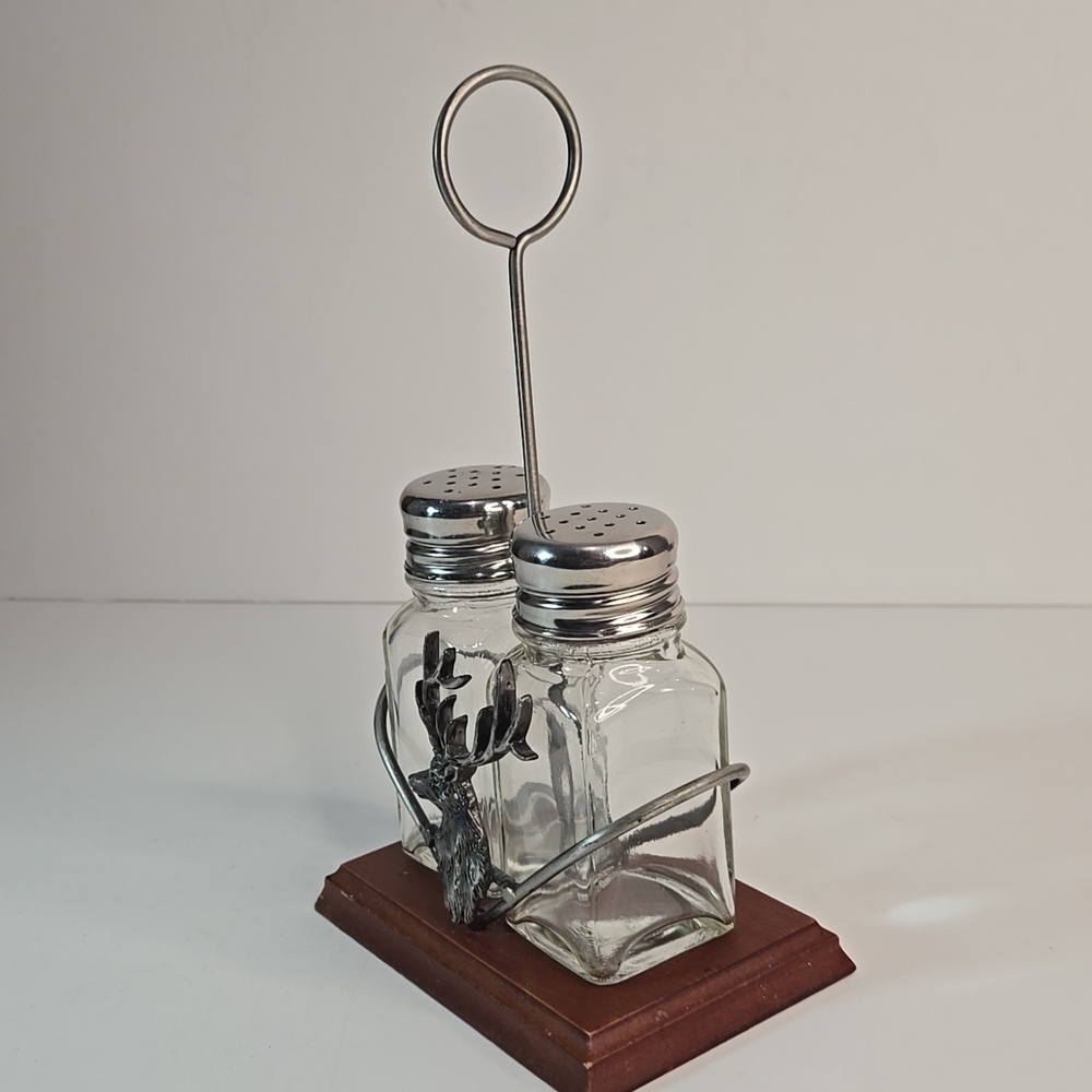 Silver Elk/Deer Salt and Pepper Shaker Set Lodge Hunting Cabin Core CabinCore - Picture 6 of 15